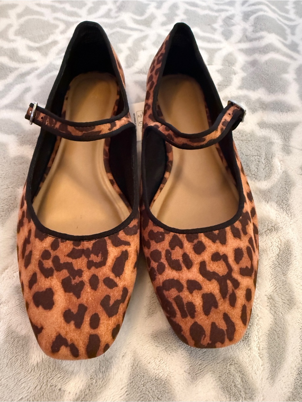 Leopard Print Mary Jane Flats - Brown